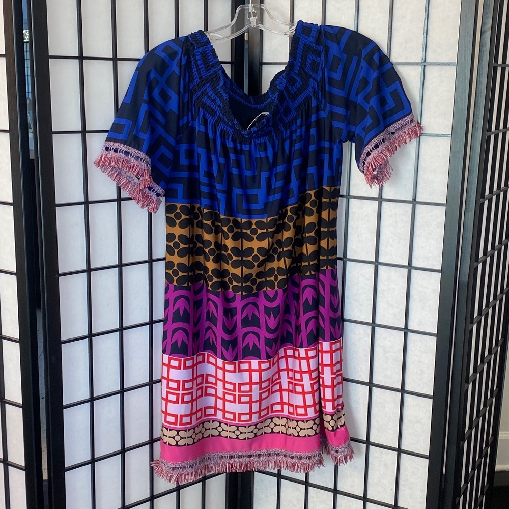 Trina Turk Strapless Modern Print Easy Dress!